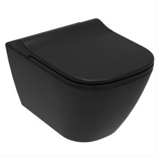 SOLO Rimless унітаз підвісний, сидіння тверде Slim slow-closing 51*35,5*33 см, колір чорний мат	