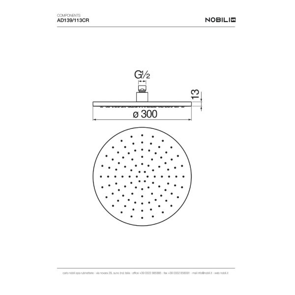 Верхній душ Components (AD139-113CR), Nobili Nobili