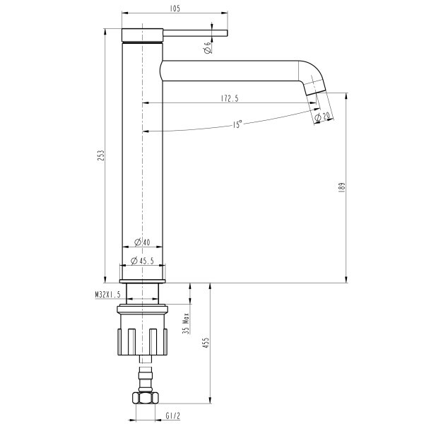 Змішувач для умивальника TOPAZ LOFT TLF 32203-H75-C TOPAZ