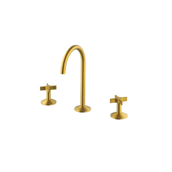 LIGNAGE CROSS, Змішувач для умивальника на 3 отвори, brushed gold (100311349)