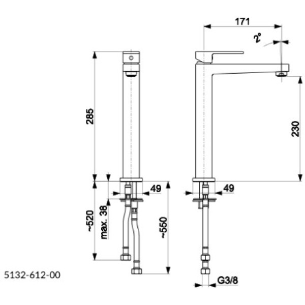 Змішувач Для умивальника Logon Хром Одноважільний 5132-612-00 Armaform