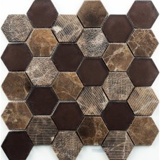 Мозаика (26.4x27.4) 69MU-EM Musa Exagono Marron - Musa из коллекции Musa Мозаика (26.4x27.4) 69MU-EM Musa Exagono Marron - Musa из коллекции Musa