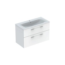 Тумба + умывальник SELNOVA SQUARE SLIM, 100 см, белый глянец (501.244.00.1)