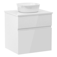 BLATNA L комплект мебели 60см, белый: тумба подвесная, со столешницей, 2 ящика + умывальник накладной