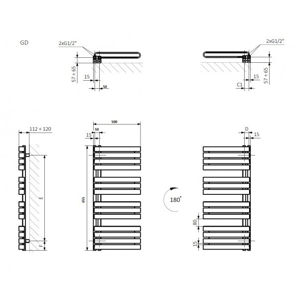 Рушникосушка 655x500 Warp S WGWAS065050K328GD Terma Terma