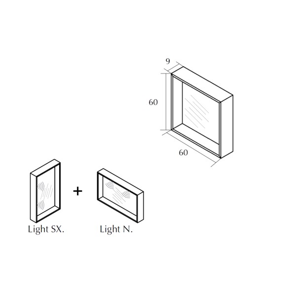 Дзеркало з підсвіткою SX+N, 60x60x9 (700019742)