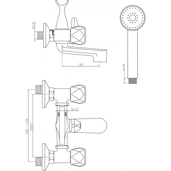 Смеситель для ванны Invena Modena BW-11-F0S Invena