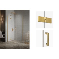 Душ. кабіна квадратна NESTA GOLD BRUSHED 1D L 80x80x200 скло TRANSPARENT ACTIVE SHIELD 6mm Душ. кабіна квадратна NESTA GOLD BRUSHED 1D L 80x80x200 скло TRANSPARENT ACTIVE SHIELD 6mm