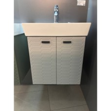 484050G Flow Тумба 50 з умивальником та ручками, сірий матовий (1 сорт) 484050G Flow Тумба 50 з умивальником та ручками, сірий матовий (1 сорт)