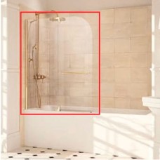 SV0901.093.322 Studio Victorian Душевая дверца для ванны 1100х1450, крепление слева, профиль золото, стекло прозрачное с Anti-Plaque (1 сорт)