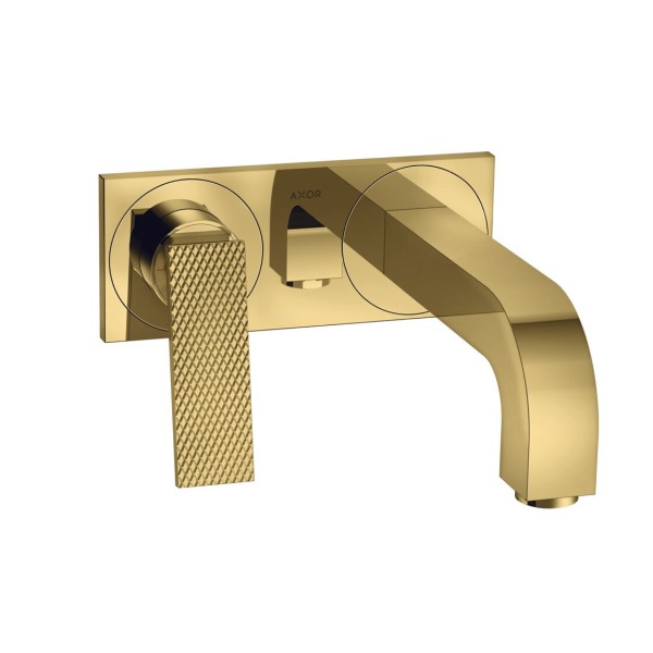 Змішувач Axor Citterio 220 Lever rhombic cut для умивальника зі стіни на пластині Polished Gold Optic 39171990